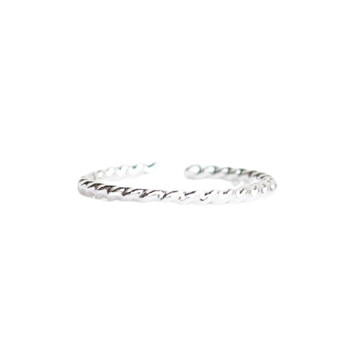 925 Sterling Silver Adjustable Toe Ring  Rope Twist Design | Non-Tarnish Open Cuff | Handmade Minimalist Toe Jewelry for Women | Waterproof, One Size Fits Most (Single Sterling Silver)