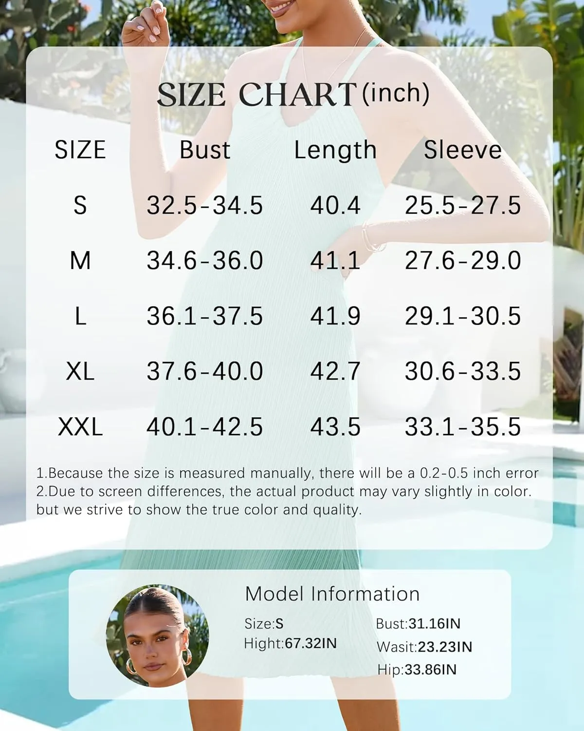 Arach&Cloz Women's Knit Adjustable Halter V Neck Summer Vacation Dress 2025