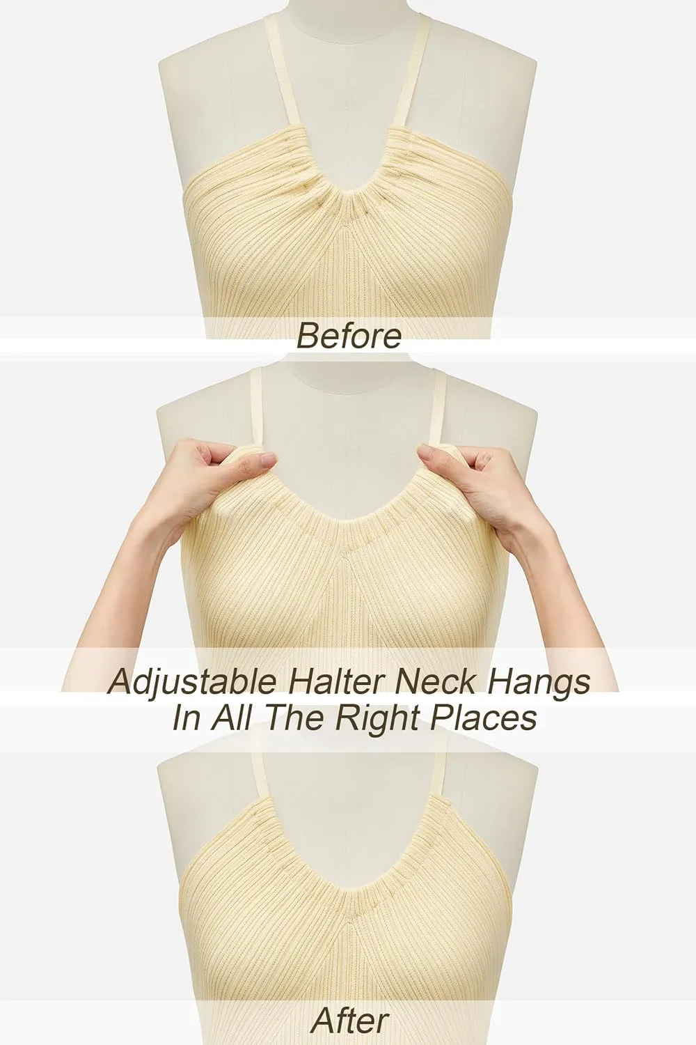 Arach&Cloz Women's Knit Adjustable Halter V Neck Summer Vacation Dress 2025