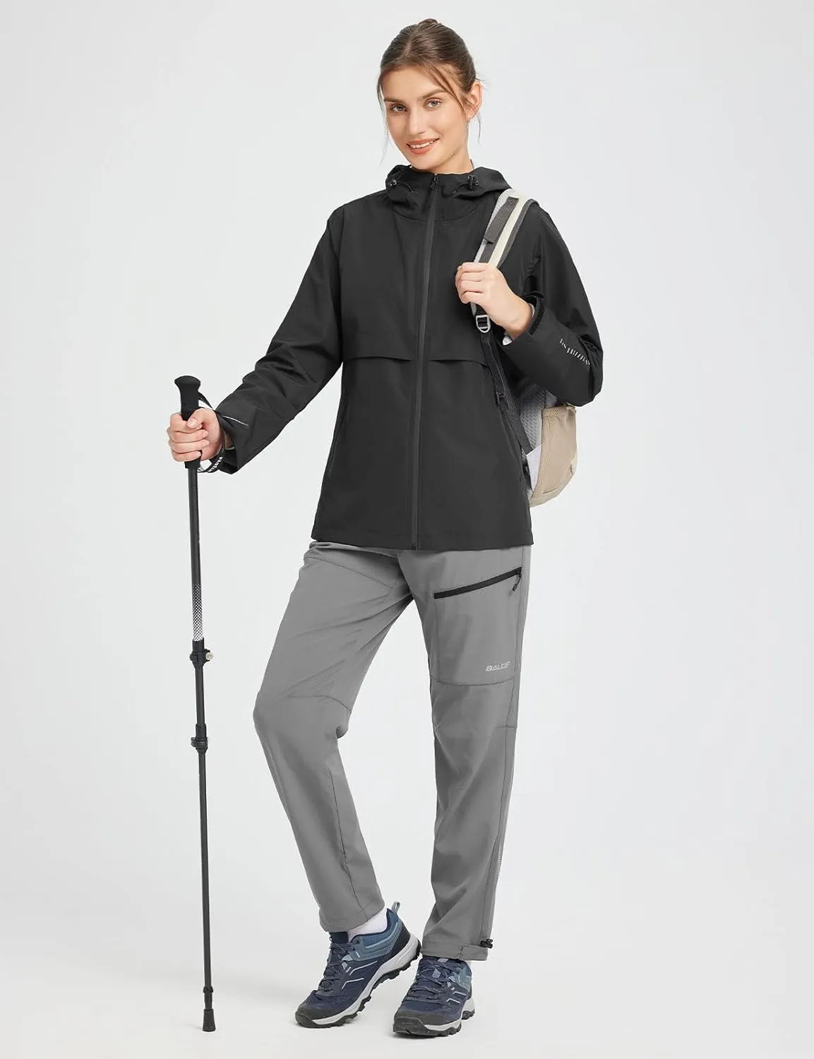 BALEAF Women's Rain Jacket Waterproof Lightweight Raincoat Windbreaker Outdoor Hooded Travel