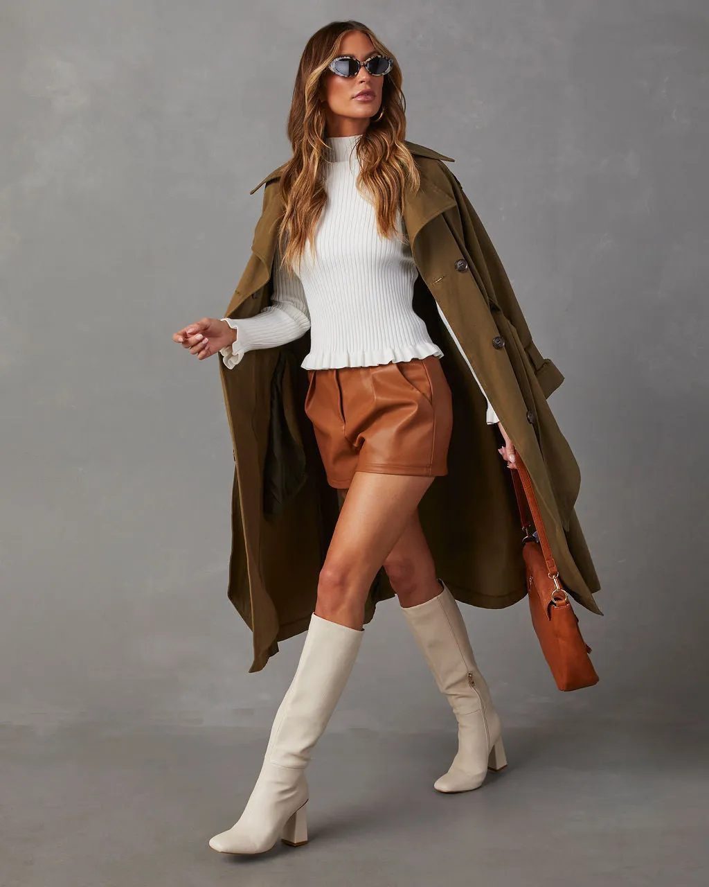 Bevelle Mock Neck Ruffle Hem Sweater