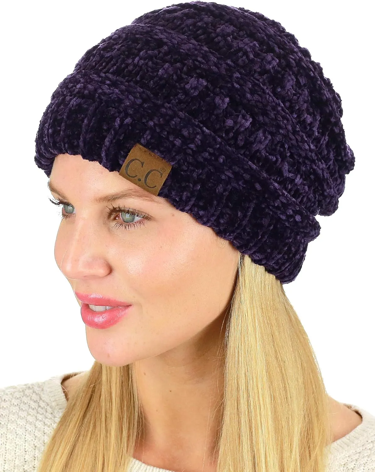 C.C Women's Chenille Soft Warm Thick Knit Beanie Cap Hat
