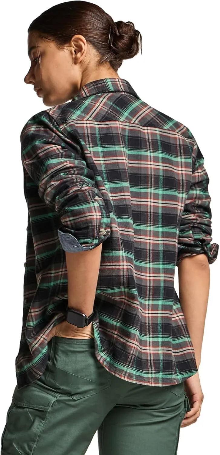 CQR Women's Plaid Flannel Shirt Long Sleeve, All-Cotton Soft Brushed Casual Button Down Shirts