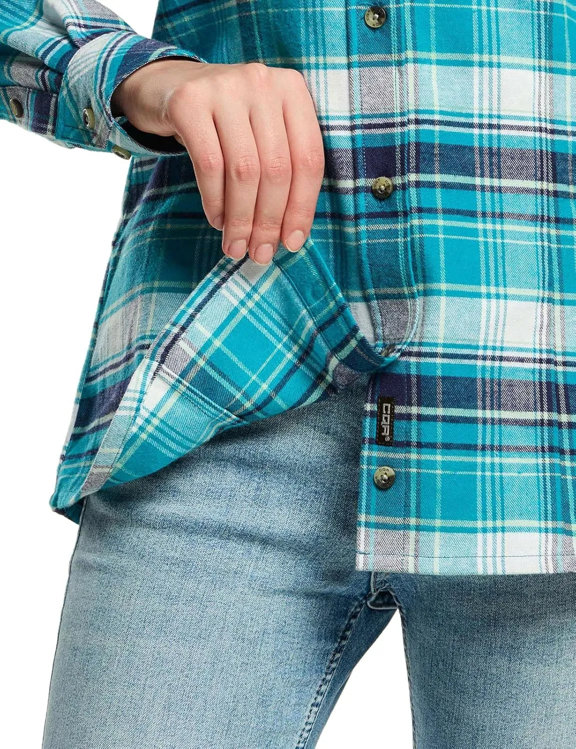 CQR Women's Plaid Flannel Shirt Long Sleeve, All-Cotton Soft Brushed Casual Button Down Shirts