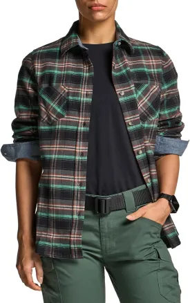 CQR Women's Plaid Flannel Shirt Long Sleeve, All-Cotton Soft Brushed Casual Button Down Shirts