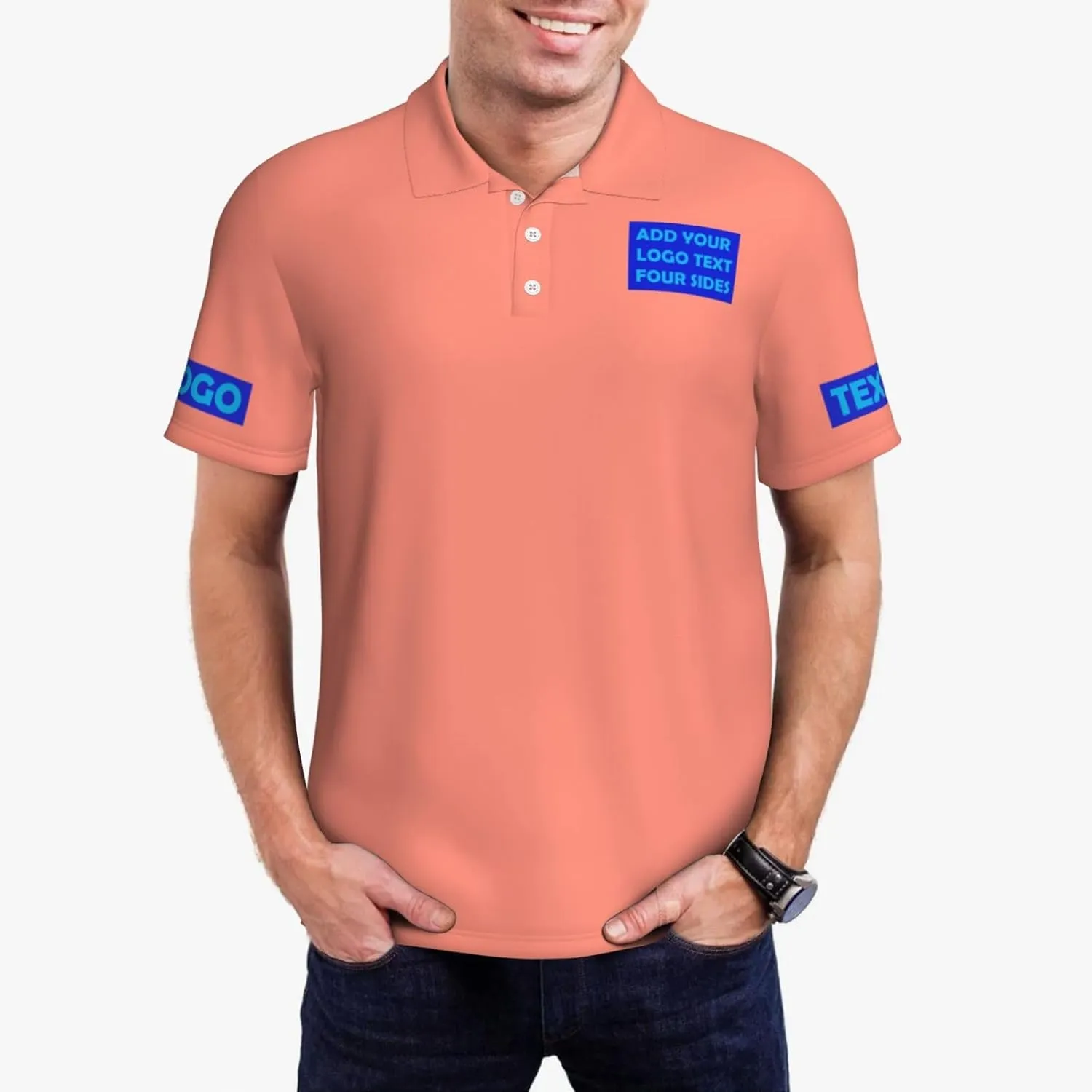 Custom Polo Shirts Personalized Polos Shirt for Men with Logo Front and Back Design Your Own Picture Text 3 Button, S-4XL