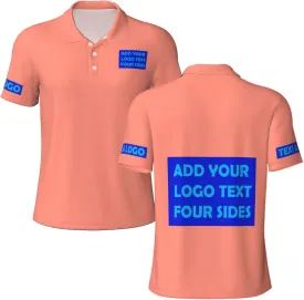 Custom Polo Shirts Personalized Polos Shirt for Men with Logo Front and Back Design Your Own Picture Text 3 Button, S-4XL