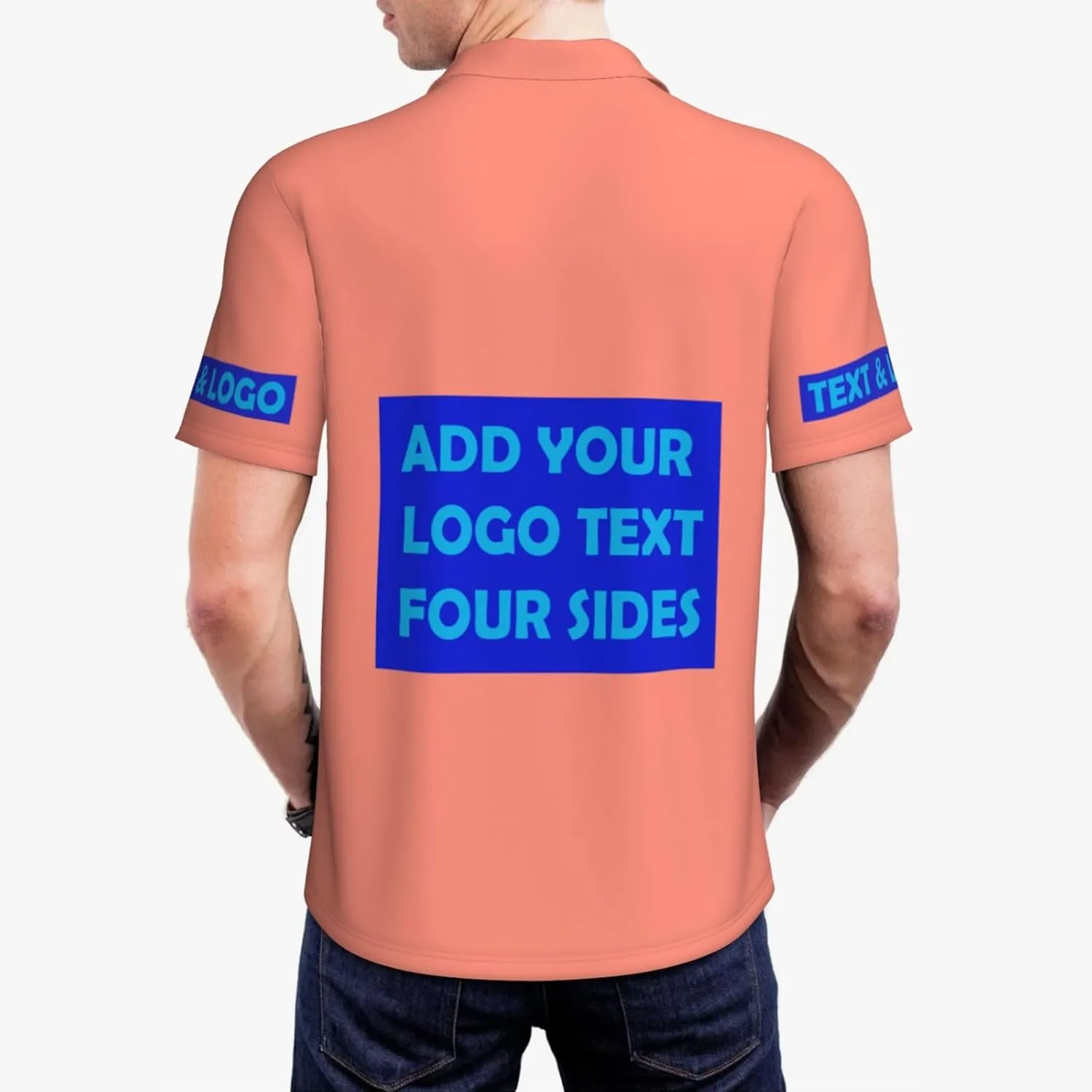 Custom Polo Shirts Personalized Polos Shirt for Men with Logo Front and Back Design Your Own Picture Text 3 Button, S-4XL