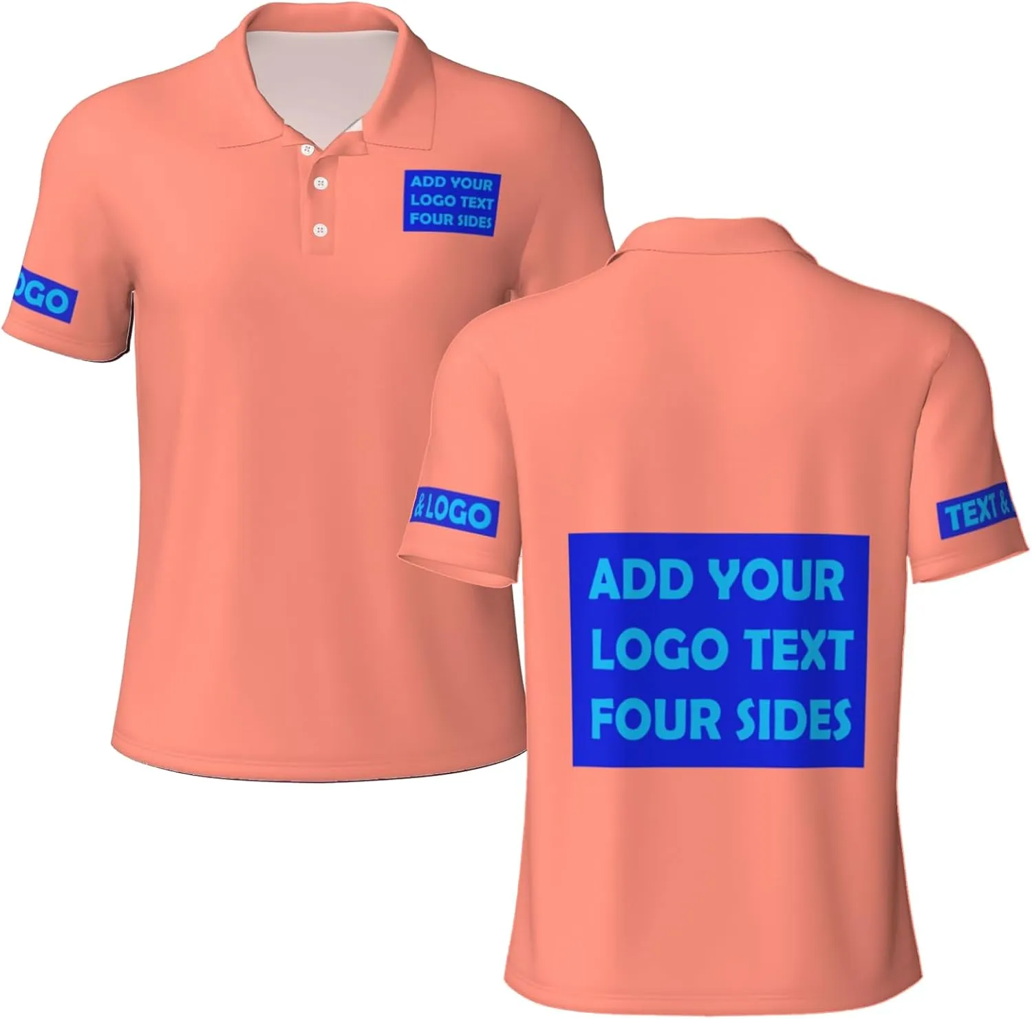 Custom Polo Shirts Personalized Polos Shirt for Men with Logo Front and Back Design Your Own Picture Text 3 Button, S-4XL