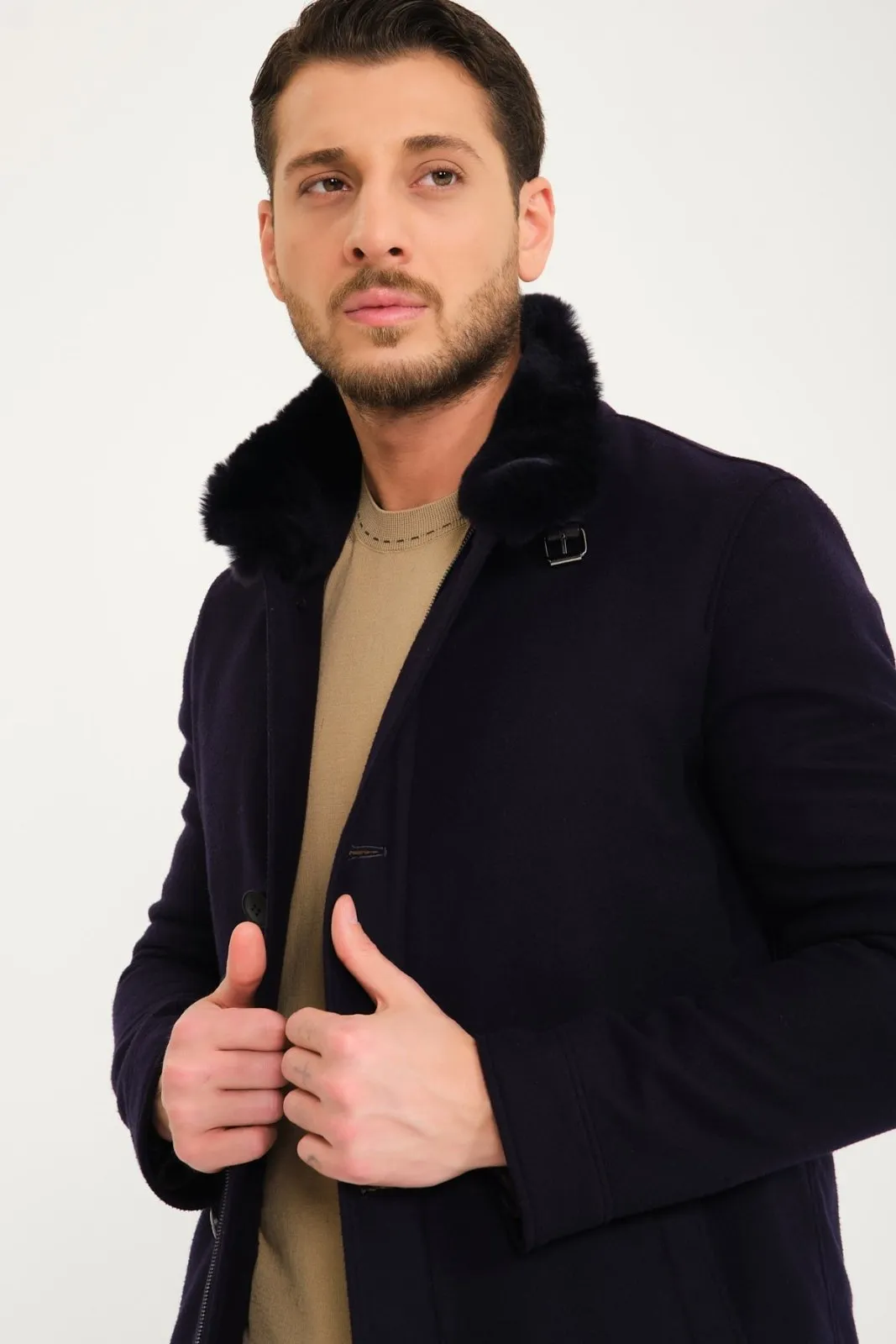 Dark Blue Wool & Rex Jacket
