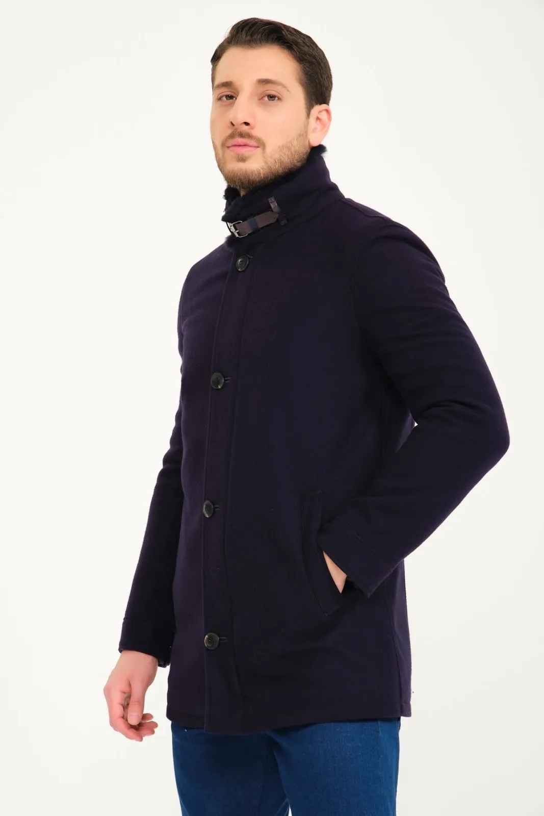 Dark Blue Wool & Rex Jacket
