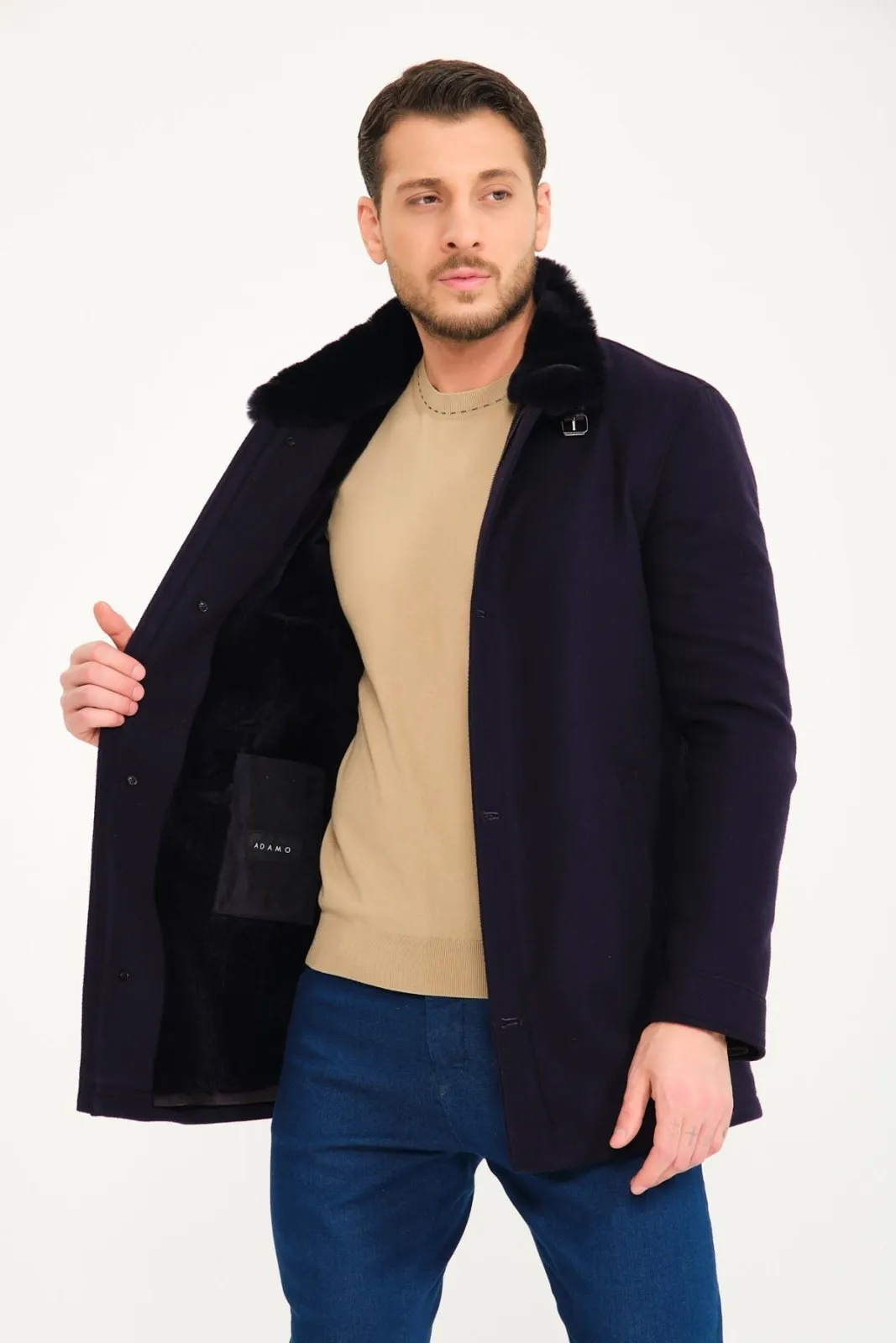 Dark Blue Wool & Rex Jacket