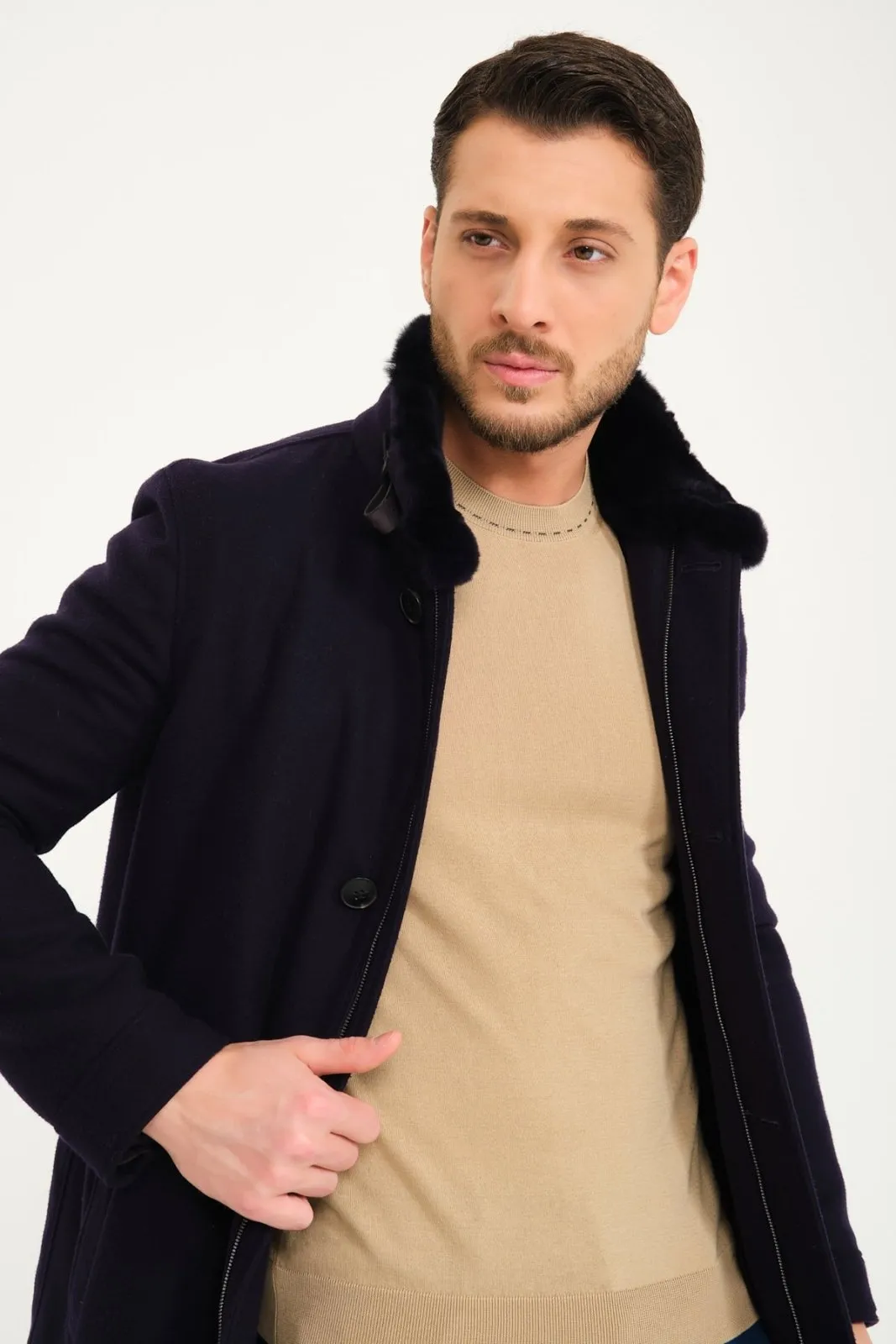 Dark Blue Wool & Rex Jacket