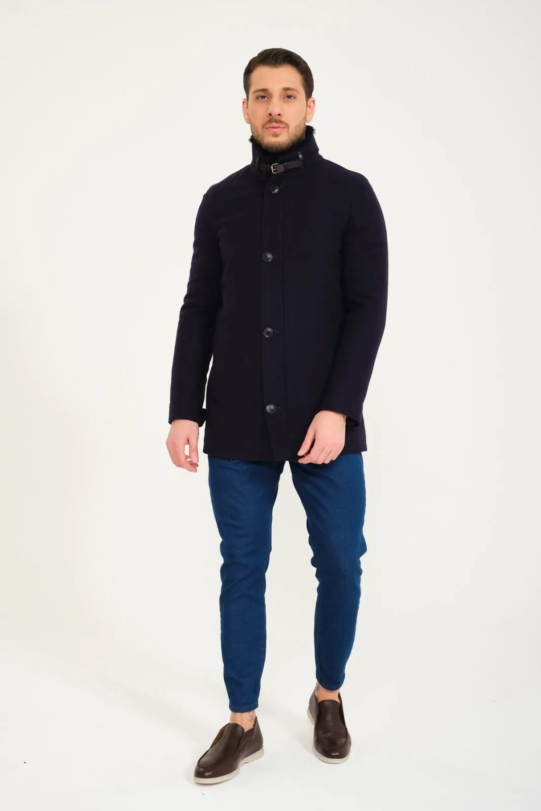 Dark Blue Wool & Rex Jacket