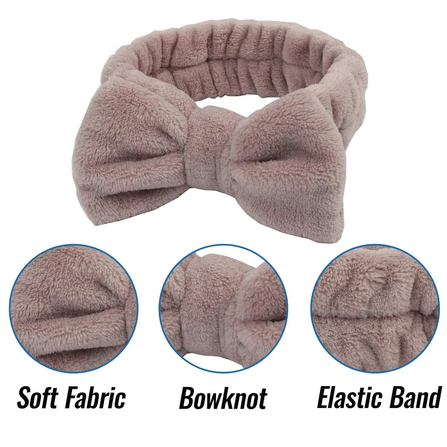 Face Wash Headband & Wrist Bands 3 Pack - Soft Fleece Spa Headbands for Face Washing & Makeup