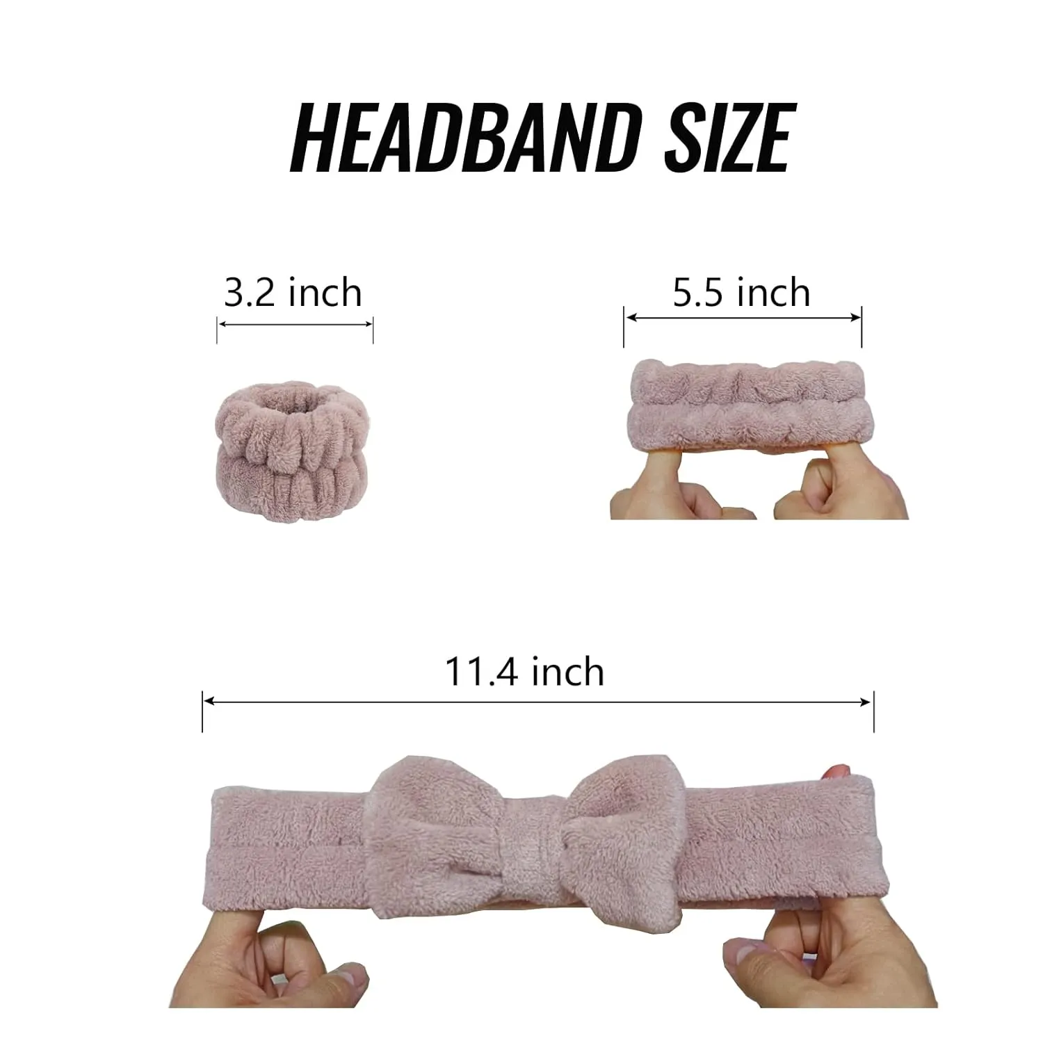Face Wash Headband & Wrist Bands 3 Pack - Soft Fleece Spa Headbands for Face Washing & Makeup