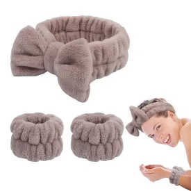 Face Wash Headband & Wrist Bands 3 Pack - Soft Fleece Spa Headbands for Face Washing & Makeup