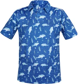 Fun Golf Shirts for Men- Mens Performance Dry-Fit Golf Polo  UPF 50  Sun Protection Funny Hawaiian Print Short Sleeve Shirt