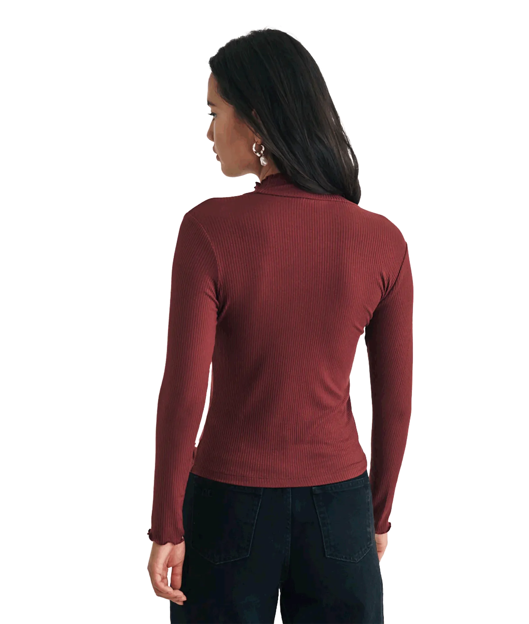 Funnel Neck Long Sleeve Lizzie Top - Red