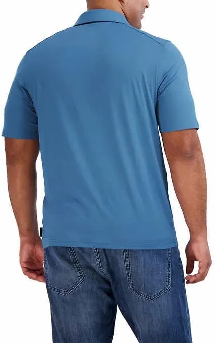 Gerry Mens Short Sleeve Brushed Knit Polo Shirt with 3-Button Closure, UPF 40 