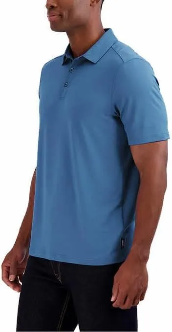 Gerry Mens Short Sleeve Brushed Knit Polo Shirt with 3-Button Closure, UPF 40 