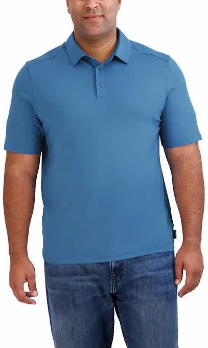 Gerry Mens Short Sleeve Brushed Knit Polo Shirt with 3-Button Closure, UPF 40 