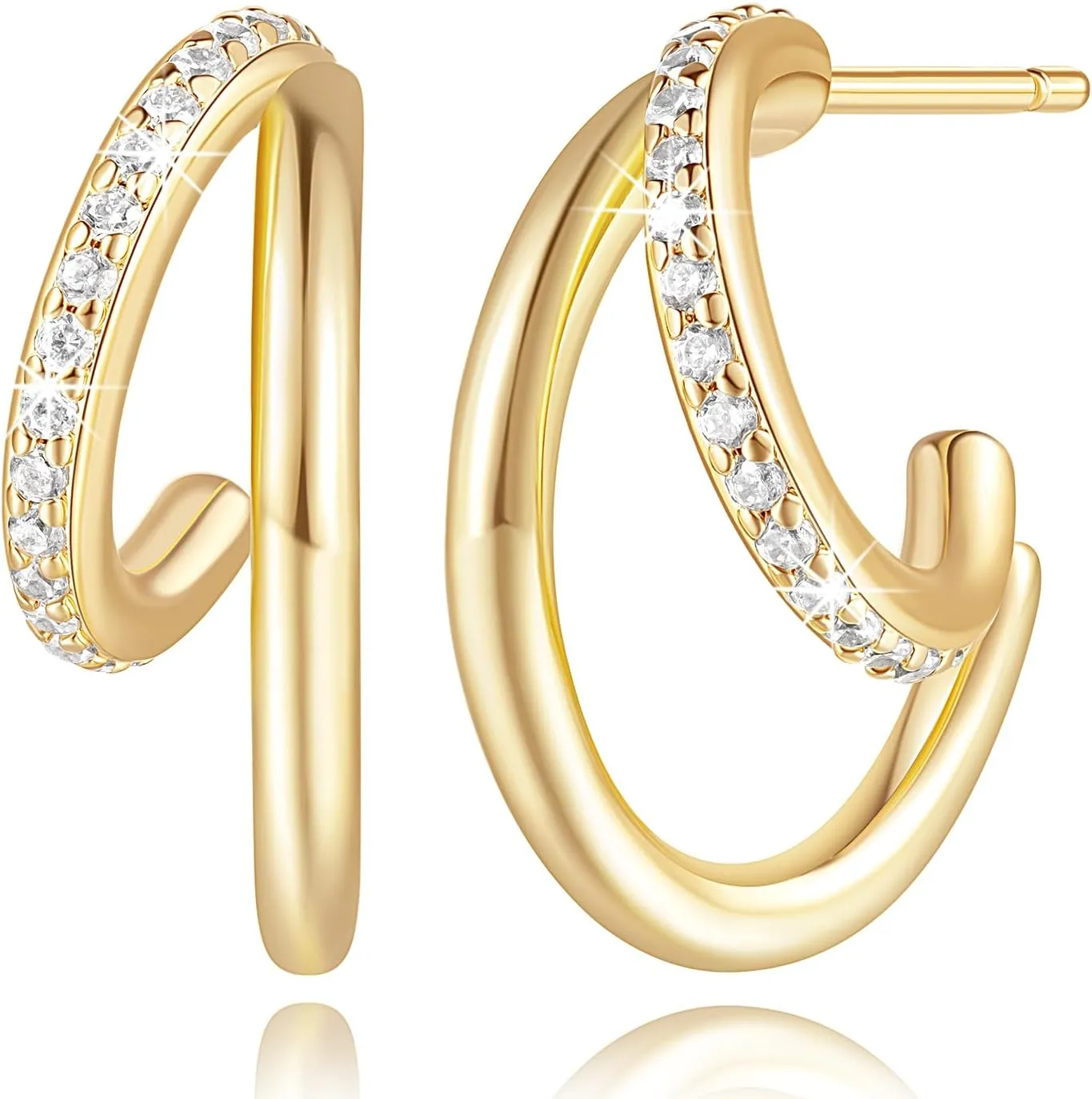 Gold Hoop Earrings 14K Gold Hoop Earrings for Women Half Hoops Earrings for Women Small Earring Design Gold Womens Earring