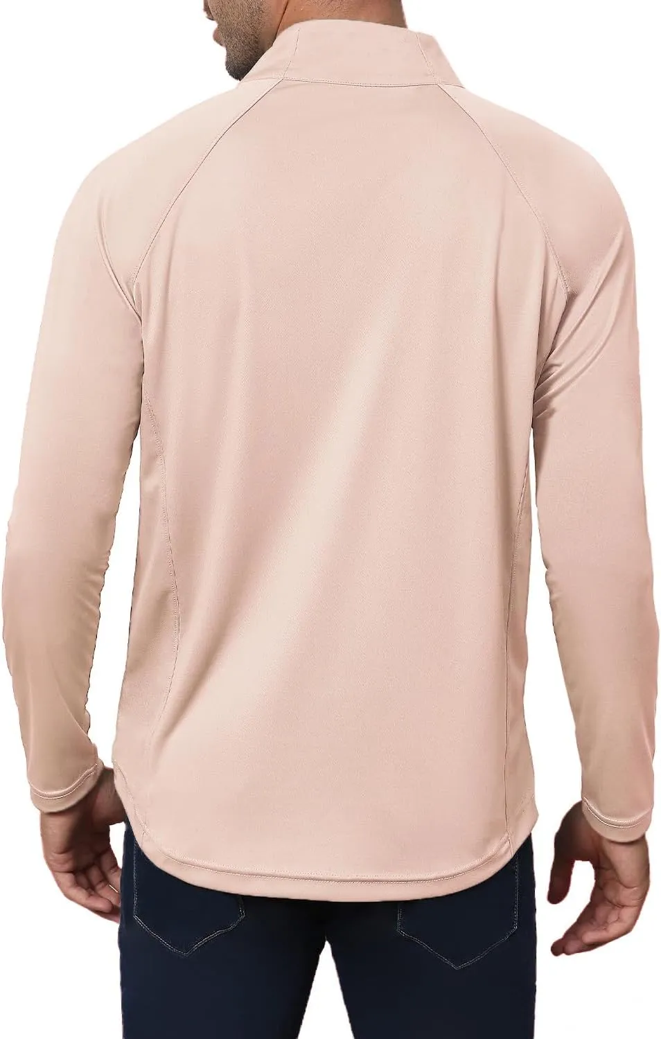 Golf Shirts for Men - Long Sleeve Performance Solid Moisture Wicking Polo Shirt with Zipper