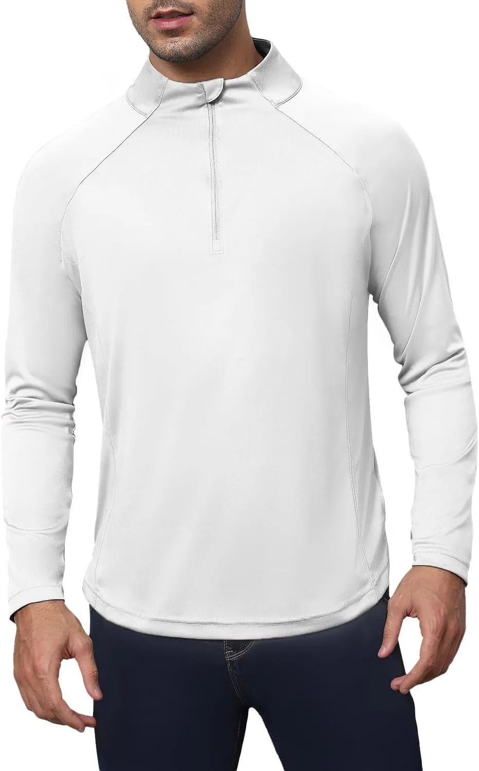 Golf Shirts for Men - Long Sleeve Performance Solid Moisture Wicking Polo Shirt with Zipper