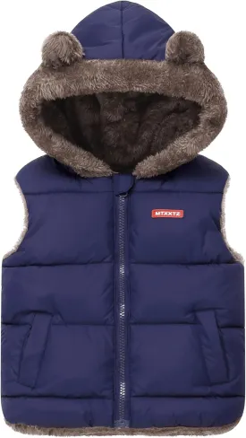 Happy Cherry Girls Boys Hooded Warm Puffer Vest Outerwear Soft Flannel Lined Insulation Waistcoat Winter Padded Puffy Vests