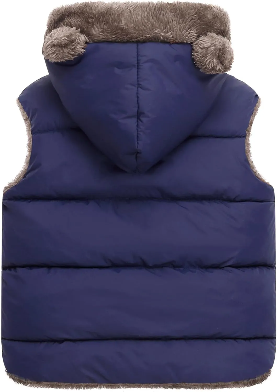 Happy Cherry Girls Boys Hooded Warm Puffer Vest Outerwear Soft Flannel Lined Insulation Waistcoat Winter Padded Puffy Vests