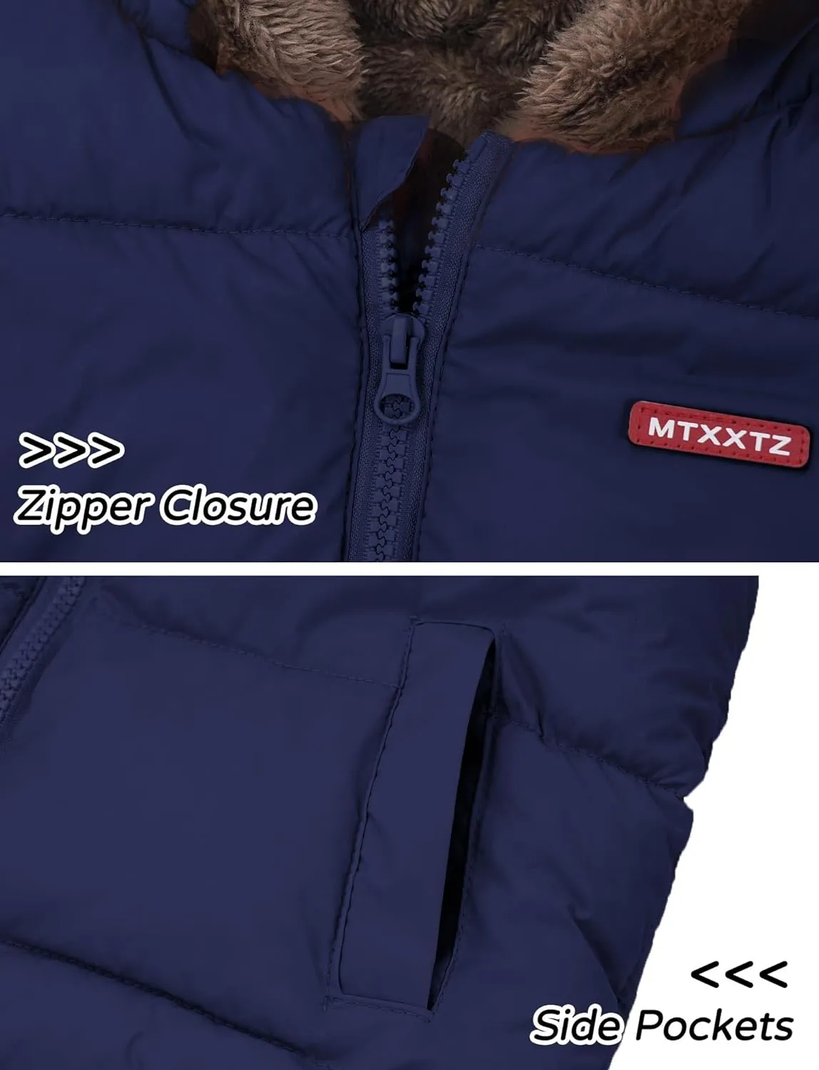 Happy Cherry Girls Boys Hooded Warm Puffer Vest Outerwear Soft Flannel Lined Insulation Waistcoat Winter Padded Puffy Vests