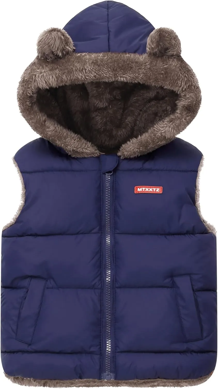 Happy Cherry Girls Boys Hooded Warm Puffer Vest Outerwear Soft Flannel Lined Insulation Waistcoat Winter Padded Puffy Vests