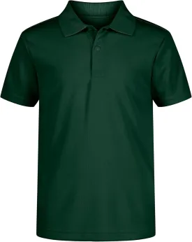 IZOD Boys' School Uniform Short Sleeve Polo Shirt, Button Closure, Moisture Wicking Performance Material