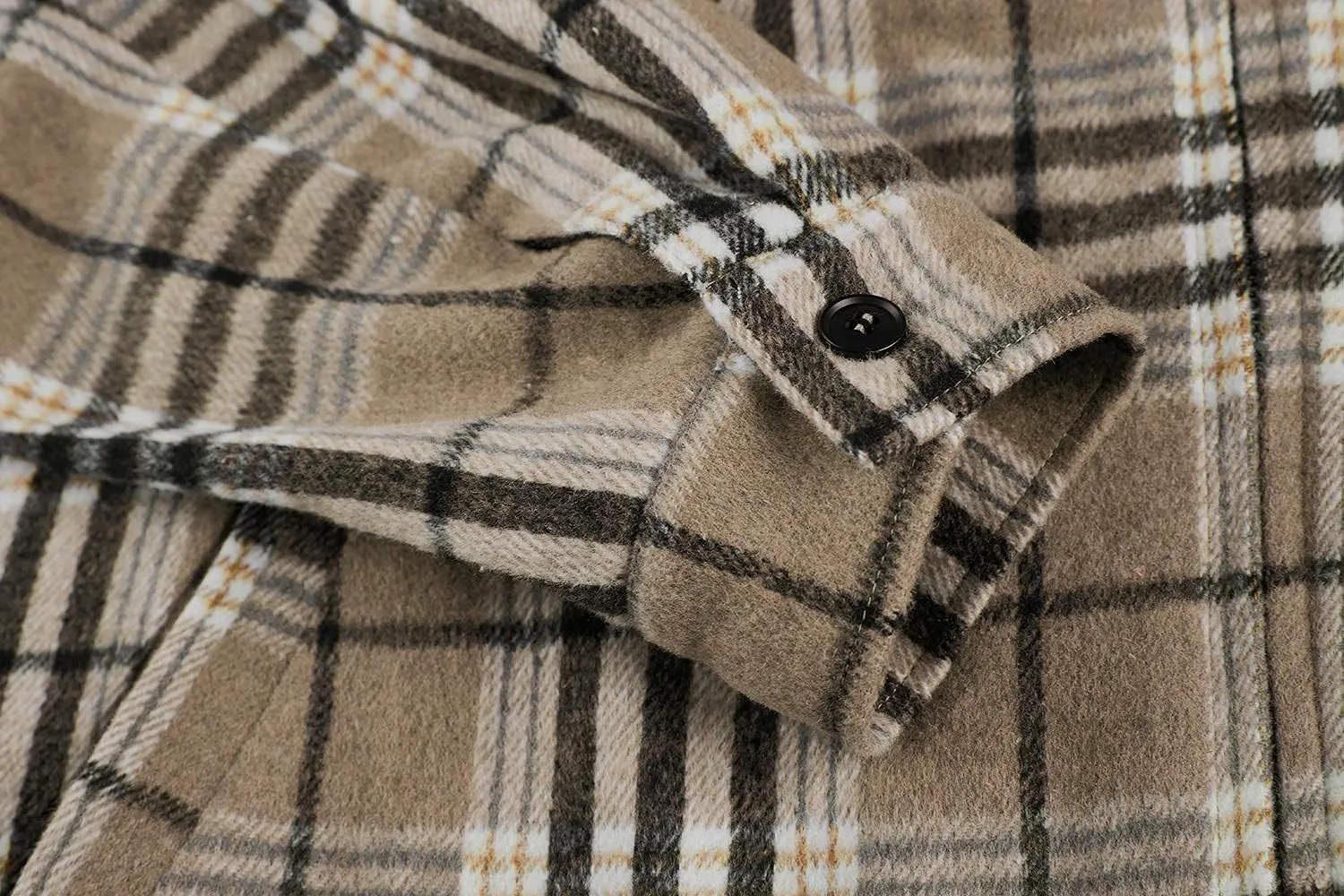 Mens Fleece Jacket Sherpa Lined Zip Up Buffalo Plaid Flannel Coat Casual Long Sleeve Warm Fall Winter Outwear
