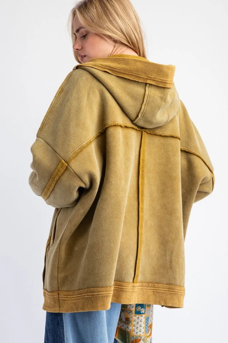Mineral Washed Terry Cardigan