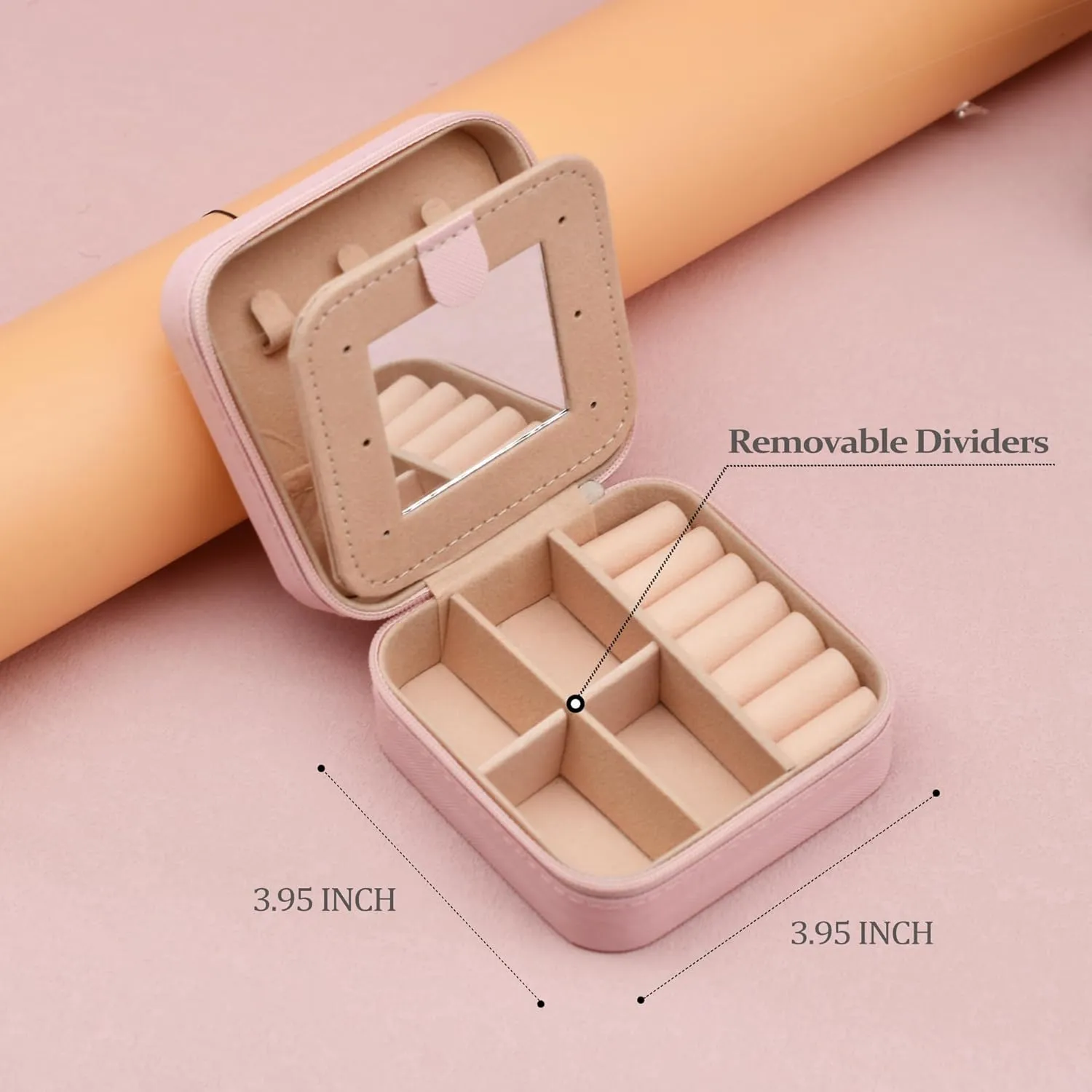 MODENGKONGJIAN Travel Jewelry Case for Women Fashion, Ring Necklace Earring Jewelry Holder Organizer Box, Small Portable Personalized Pink Jewellery Storage Box, Christmas Gifts Initial J