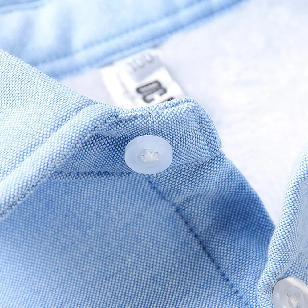 OCHENTA Boys' Fleece-Lined Oxford Dress Shirt Kids Long Sleeve Button Down Warm Top