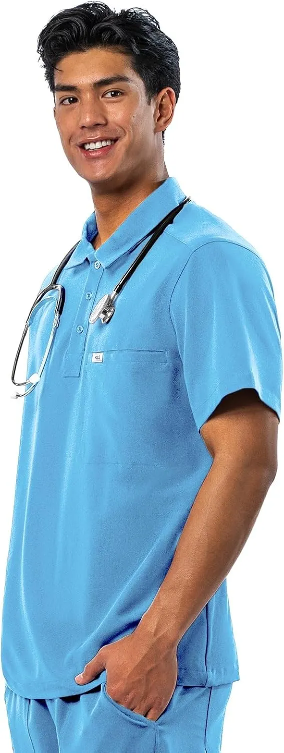 Peelz Jack 4-Pocket Polo Scrub Tops for Men - Soft Stretch Fabric Scrubs, Fashion-Forward Men's Scrub Top, Classic Fit