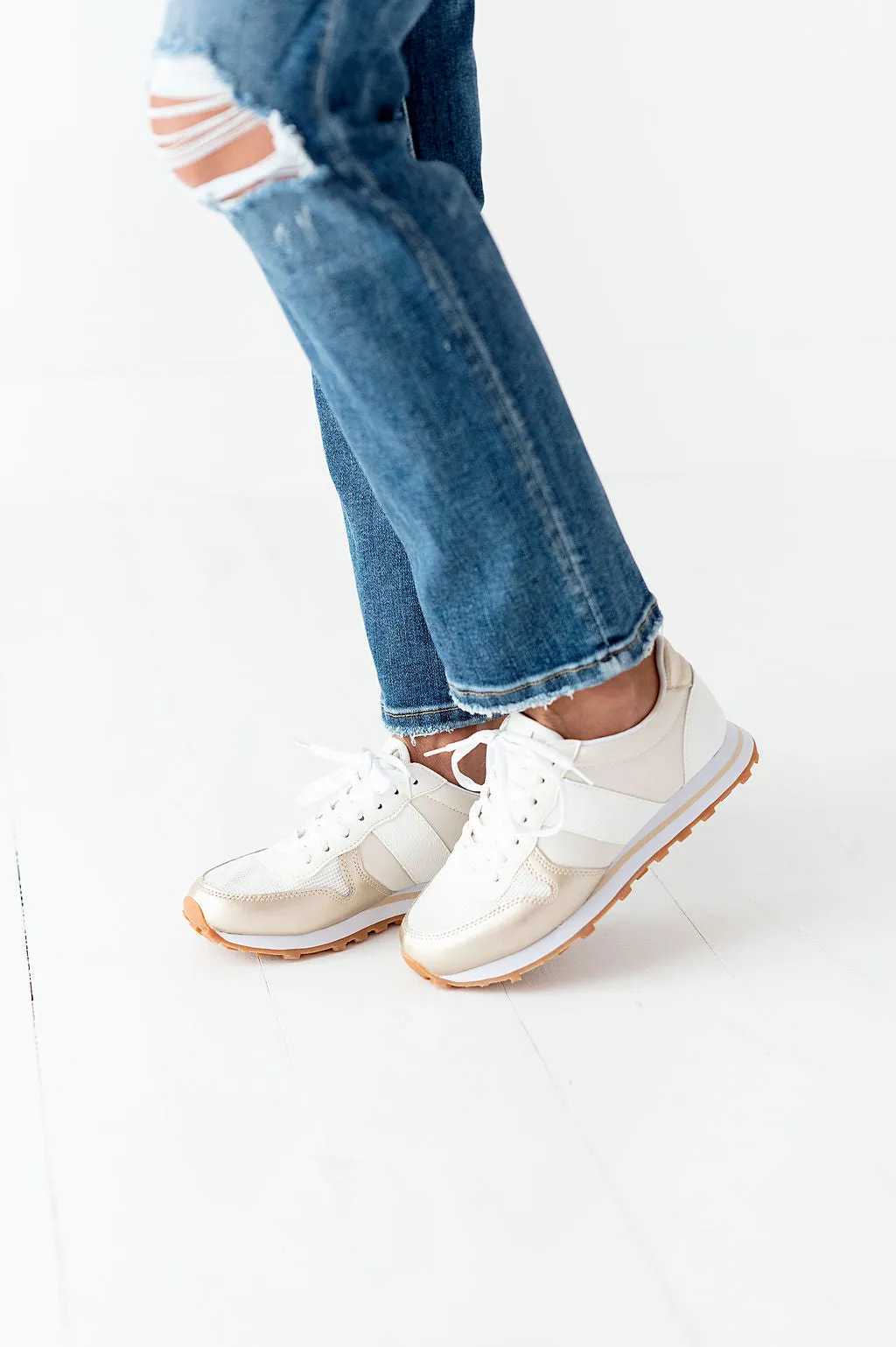 Phoebe Sneaker in Champagne - Size 6.5 Left