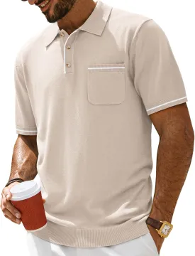 PJ PAUL JONES Men Polo Shirts Short Sleeve Men's Shirts Contrast Color Knit Shirt