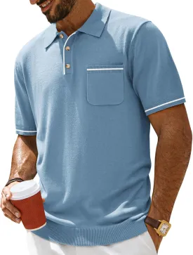 PJ PAUL JONES Men Polo Shirts Short Sleeve Men's Shirts Contrast Color Knit Shirt