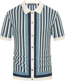 PJ PAUL JONES Men's Polo Shirts Retro Knit Shirt Vintage Striped Shirt
