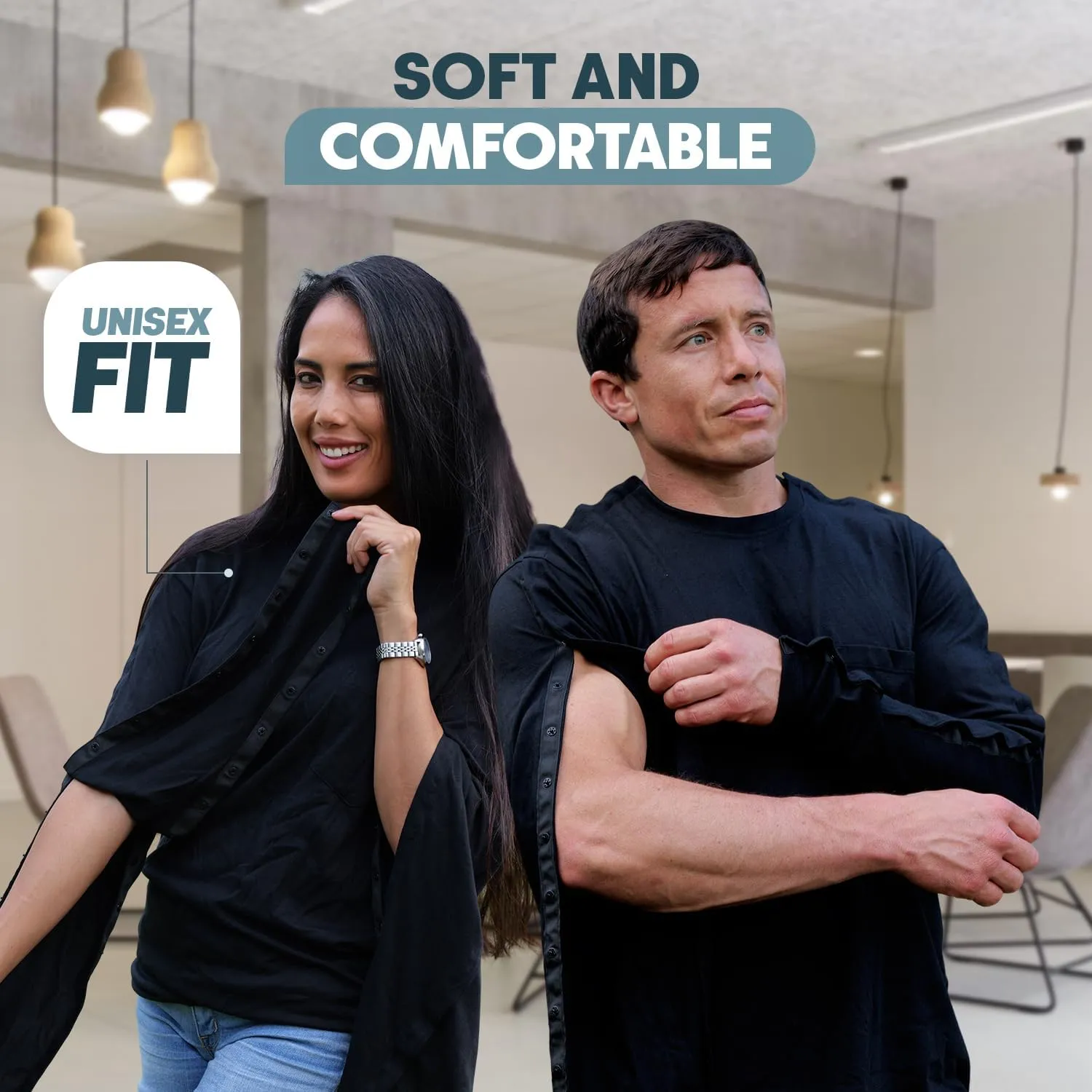 Post Shoulder Surgery Shirts for Women/Men Full Open Snap Design Recovery Clothing for Broken Arm Rotator Cuff | Unisex Fit