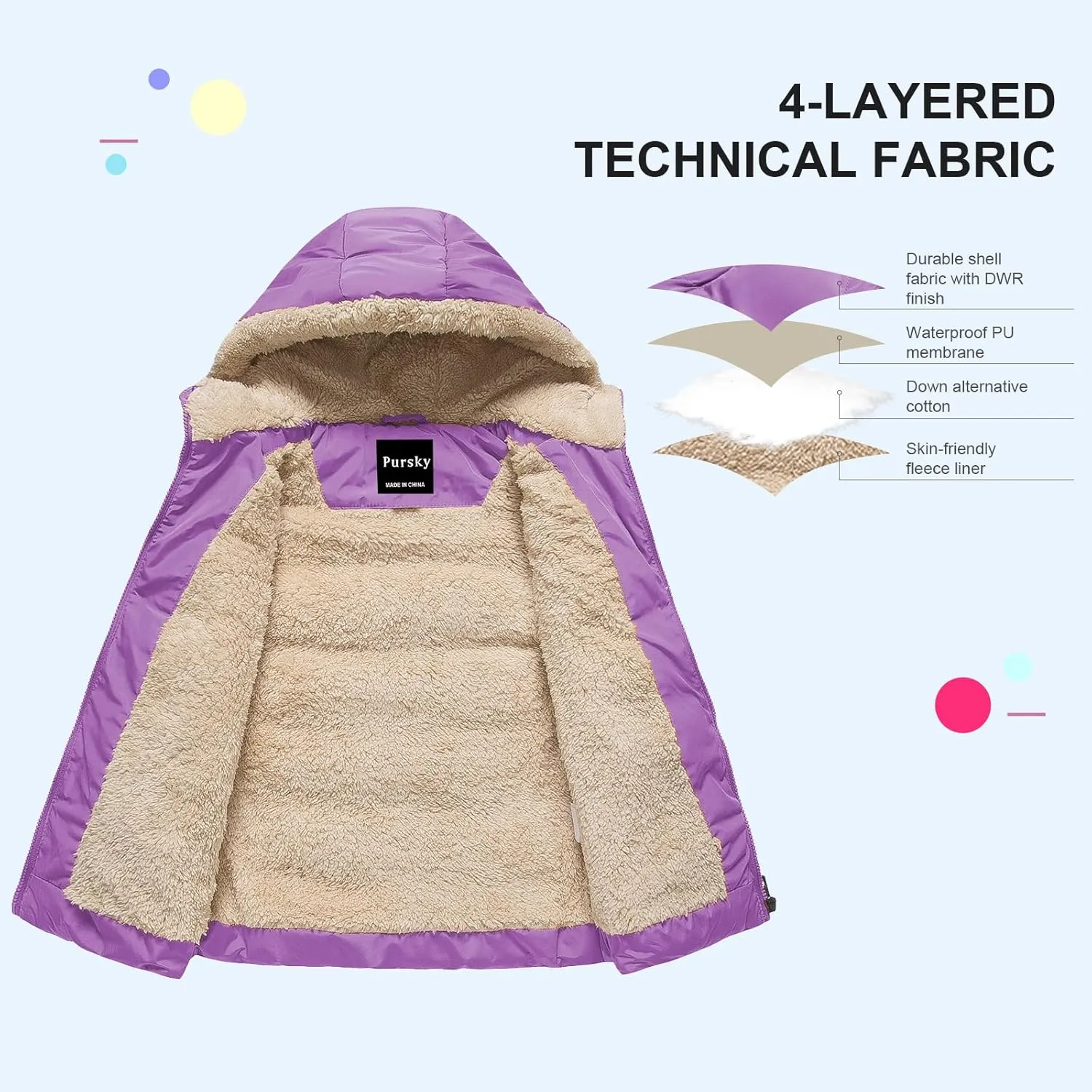 Pursky Girl's and Boy's Hooded Warm Puffer Vest Outerwear Soft Flannel Lined Insulation Waistcoat