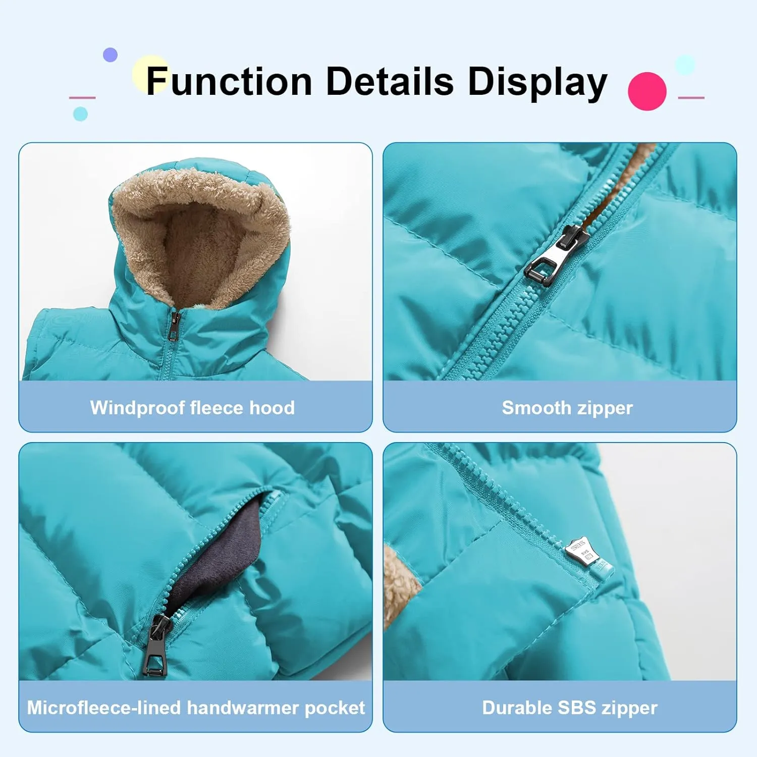Pursky Girl's and Boy's Hooded Warm Puffer Vest Outerwear Soft Flannel Lined Insulation Waistcoat