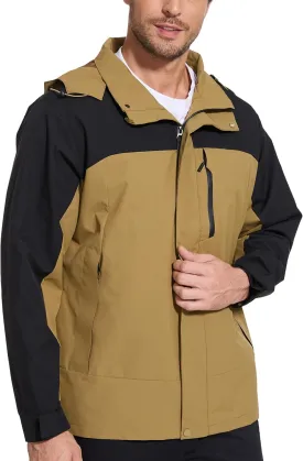 romansong 10000mm H2O Waterproof Rain Jacket Windproof Soft Shell Raincoat Windbreaker with Removable Hood