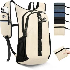 Seektop 15L Small Hiking Backpack for Women Men, Foldable Packable Backpack with Phone Pocket, Lightweight Travel Daypack for Hiking Camping Outdoor (Beige)