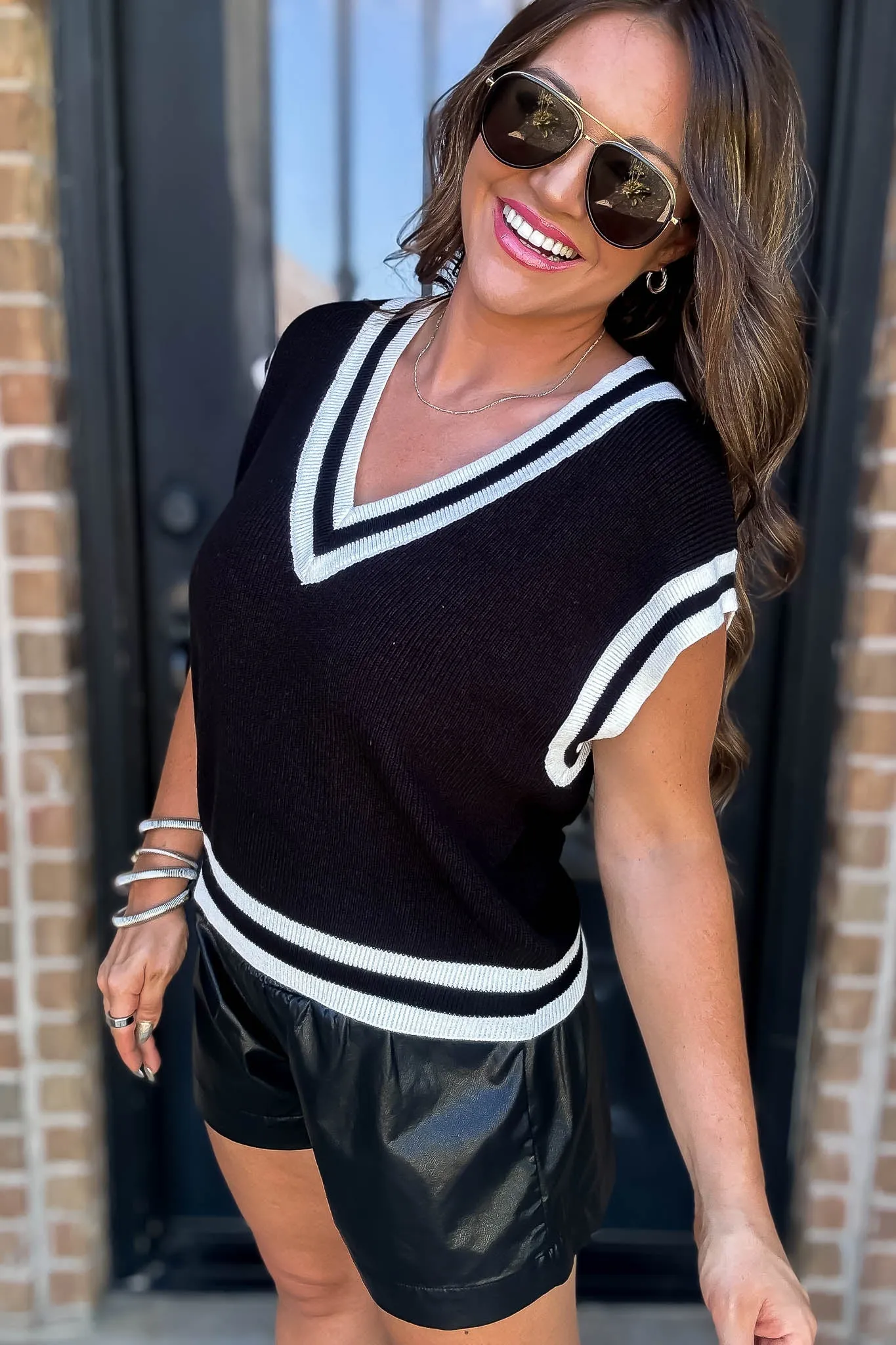 Striped Detail Sweater Vest