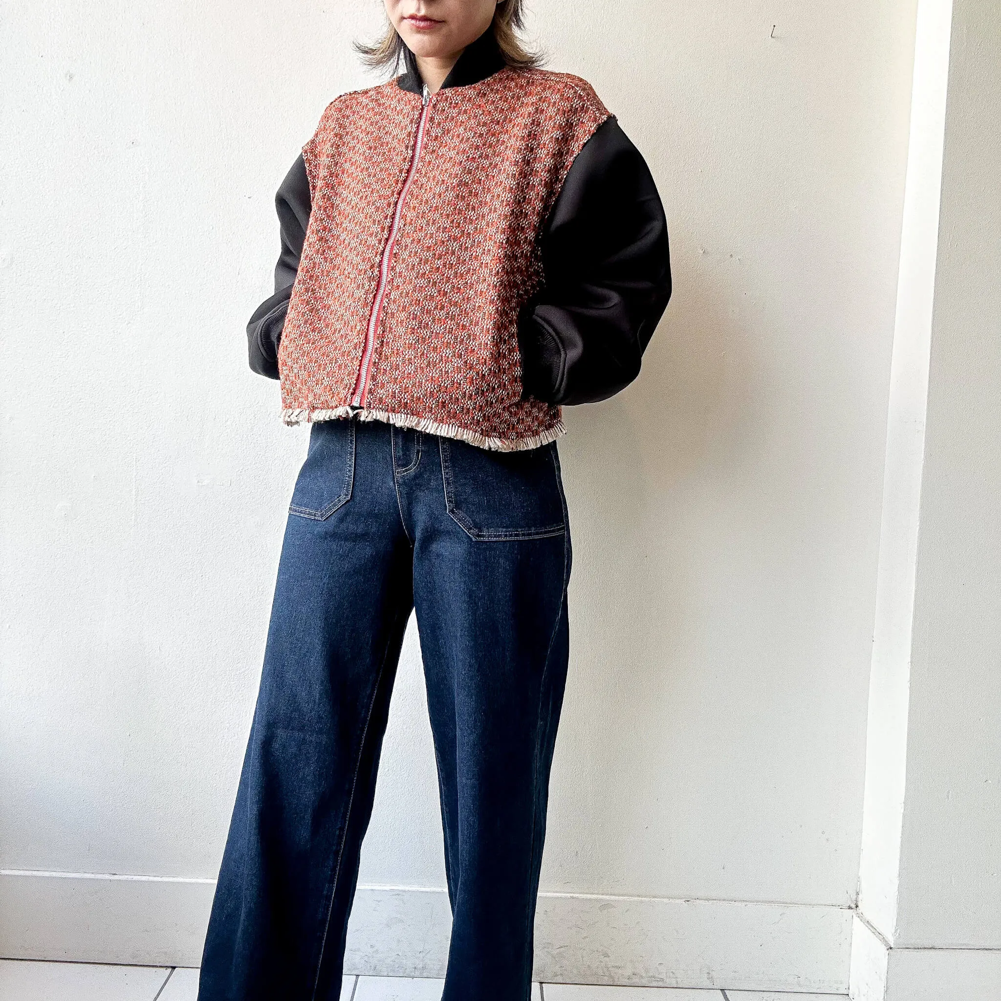 terrace | Tweed Short Bomber Jacket